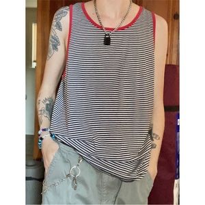 Men’s Striped Black and White Summer Muscle Tank